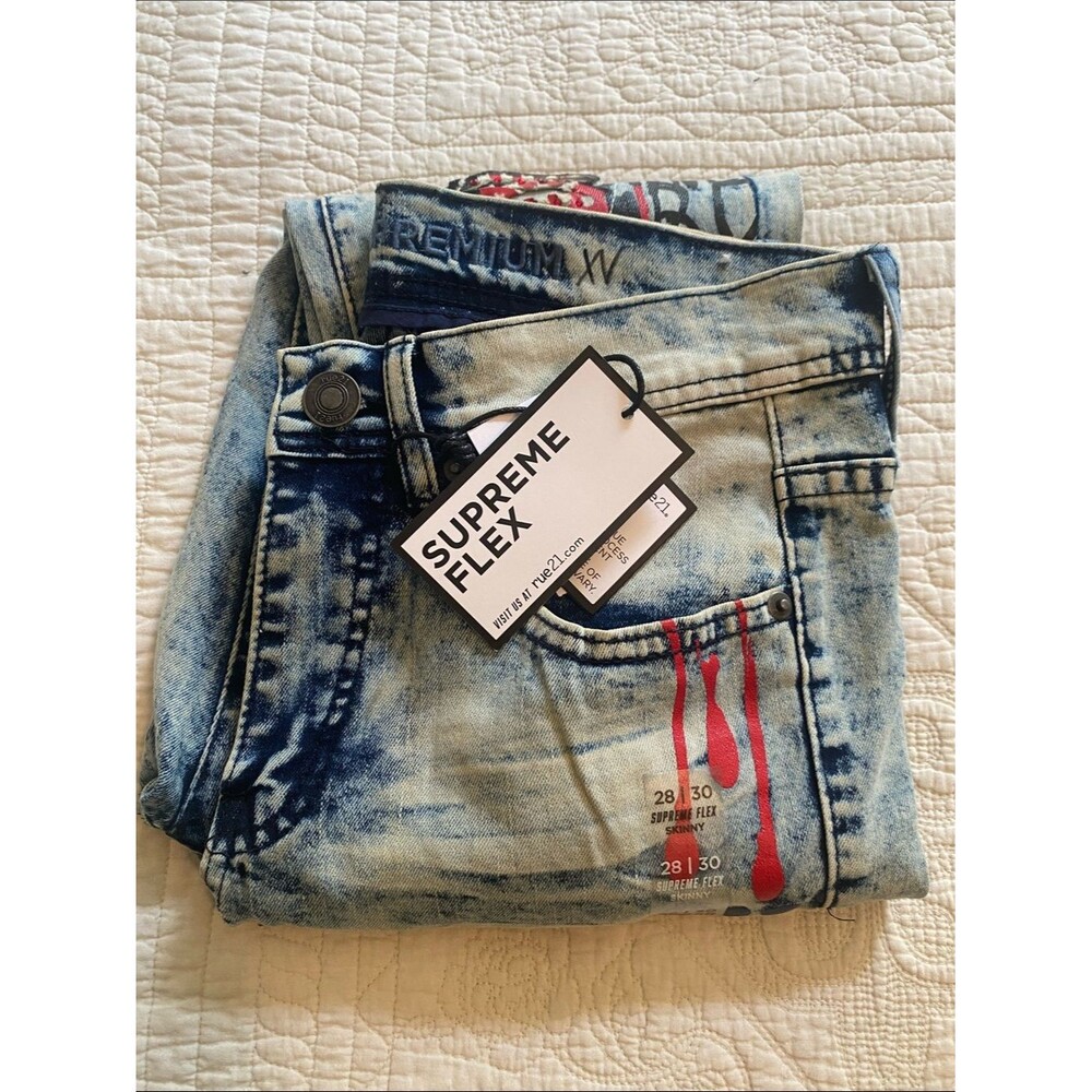 Rue21 Paint-Splatter COOL GRAFFITI Graphic Acid Wash SKINNY Jeans NWT Size 28x30 - Picture 13 of 13